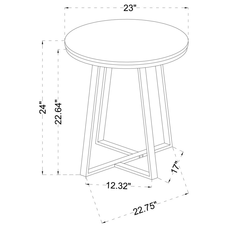 (image for) Hugo Round Faux Marble End Table White and Matte Black