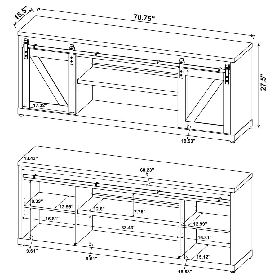 (image for) Brockton 2-door Engineered Wood 71" TV Stand Grey Driftwood