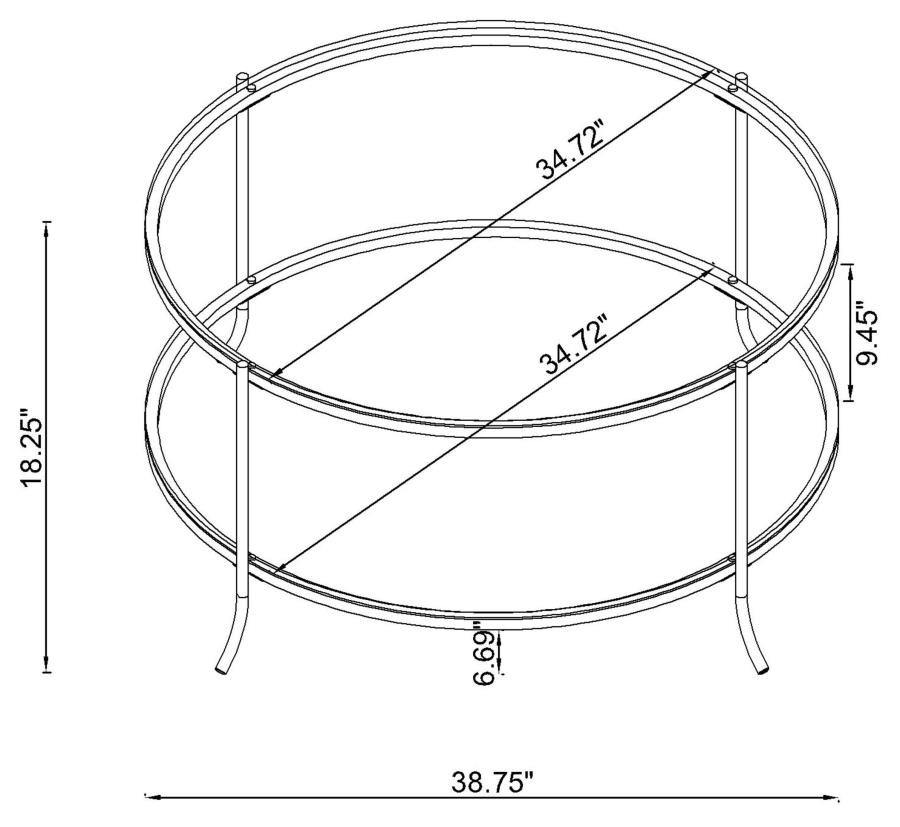 (image for) Laurie 1-shelf Glass Top Round Coffee Table Black Nickel