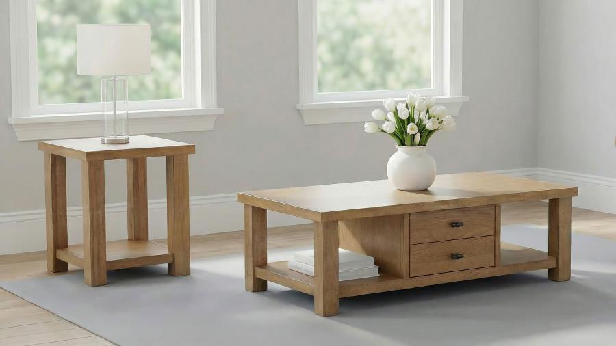 Modal Additional Images for Beasley Square Wood End Side Table With Shelf Golden Oak