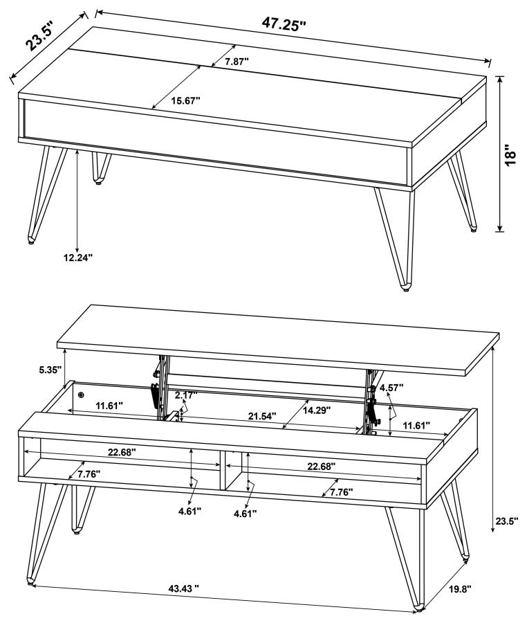 (image for) Fanning Engineered Wood Lift Top Coffee Table Golden Oak