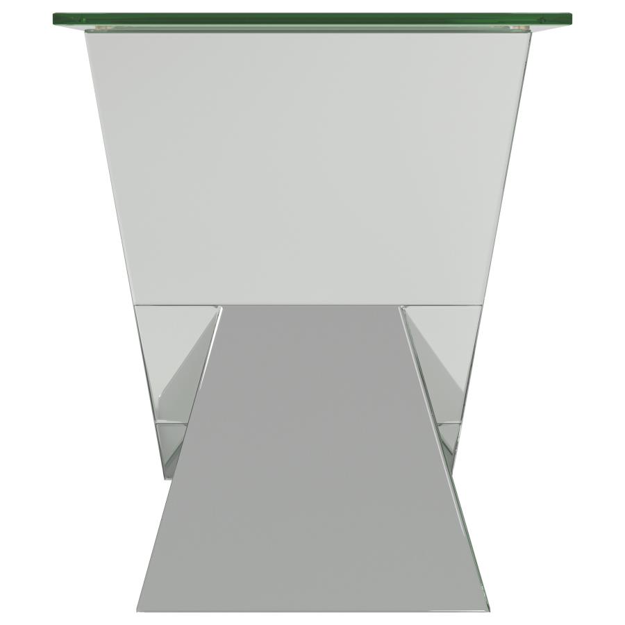 (image for) Taffeta Glass Top Mirrored Acrylic End Table Silver