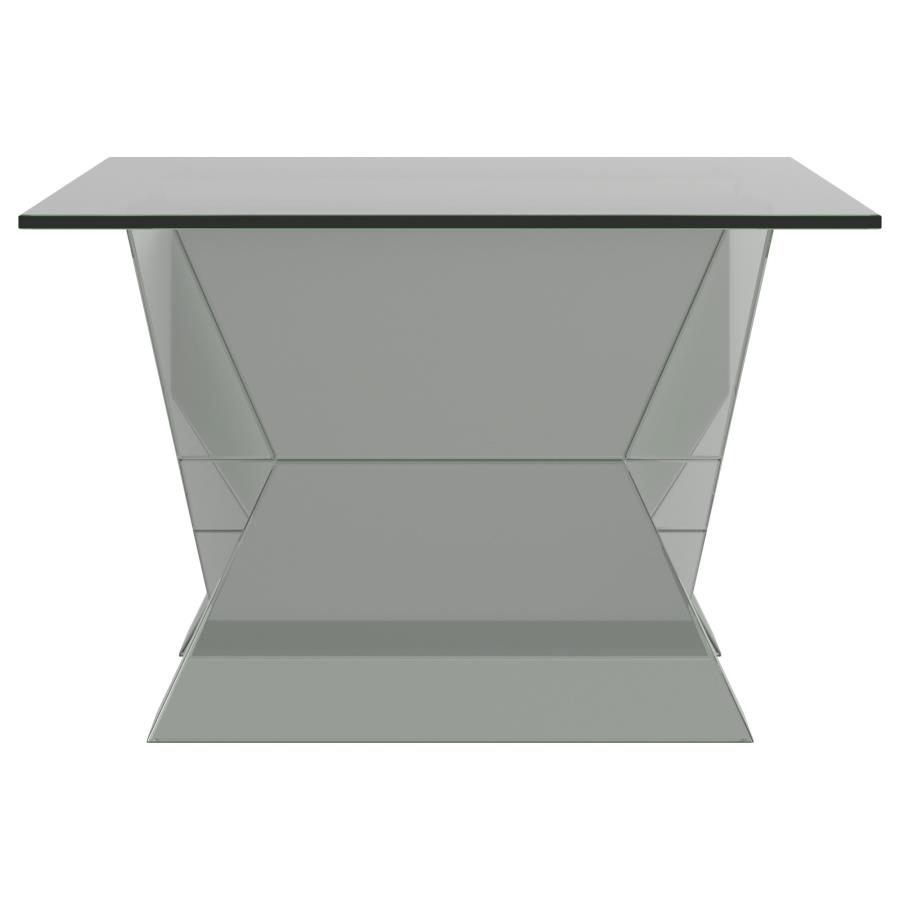 (image for) Taffeta Glass Top Mirrored Acrylic Coffee Table Silver