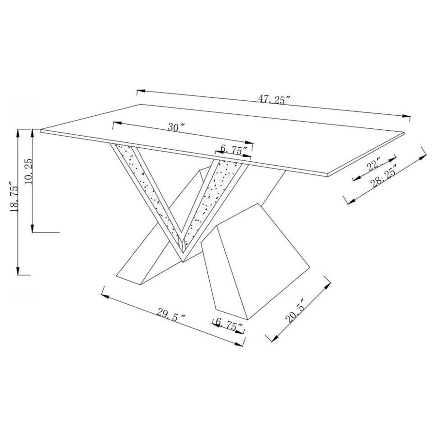 (image for) Taffeta Glass Top Mirrored Acrylic Coffee Table Silver