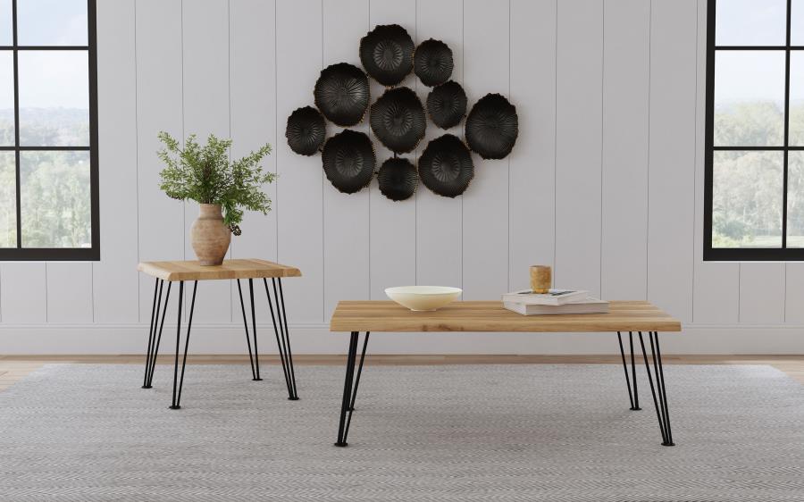 Zander Square Wood Top Coffee Table Natural Brown