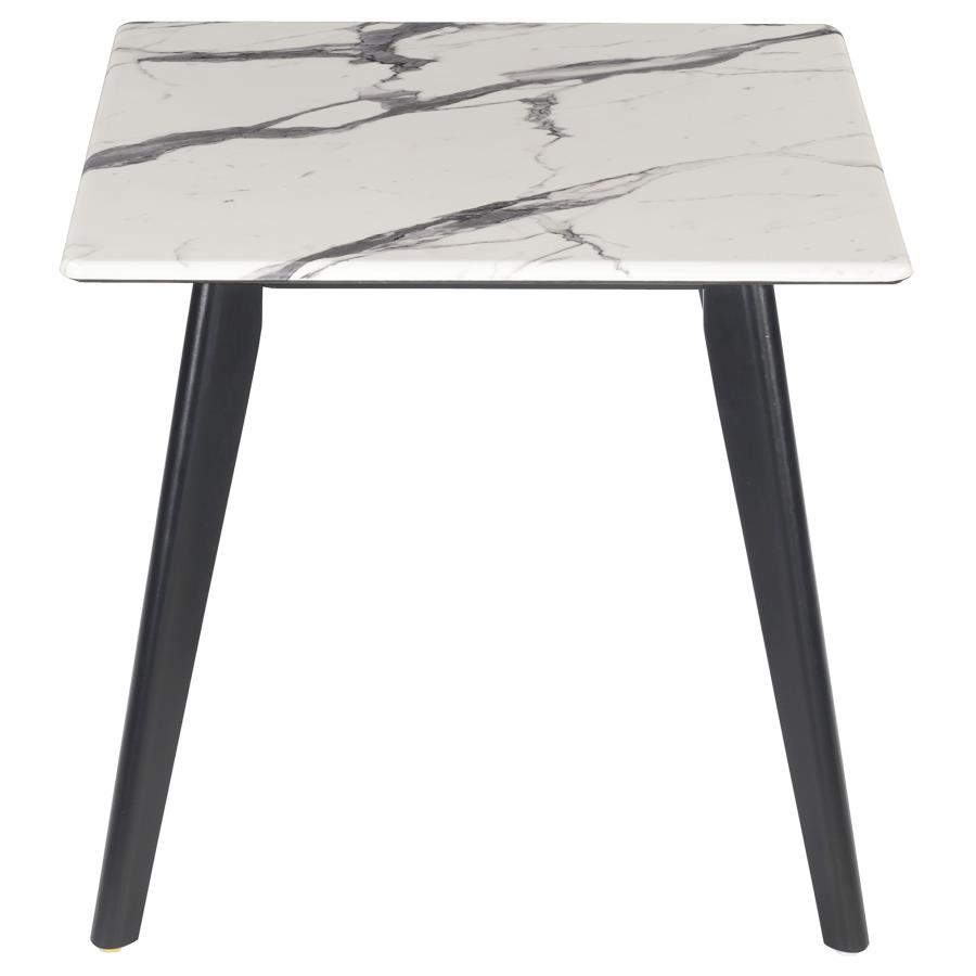 (image for) Bayhill Square Faux Marble Top End Table Black and White