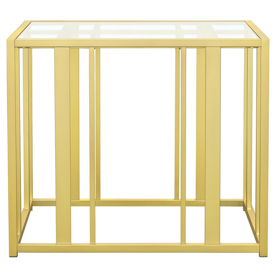 (image for) Adri Rectangular Glass Top Side End Table Matte Brass