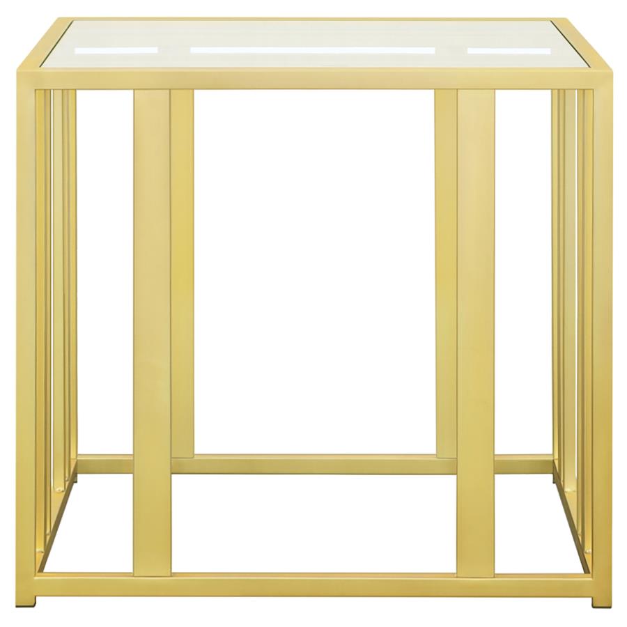 (image for) Adri Rectangular Glass Top Side End Table Matte Brass