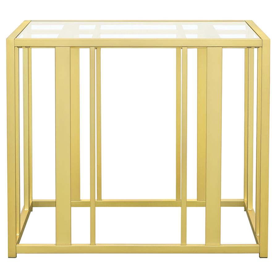 (image for) Adri Rectangular Glass Top Side End Table Matte Brass