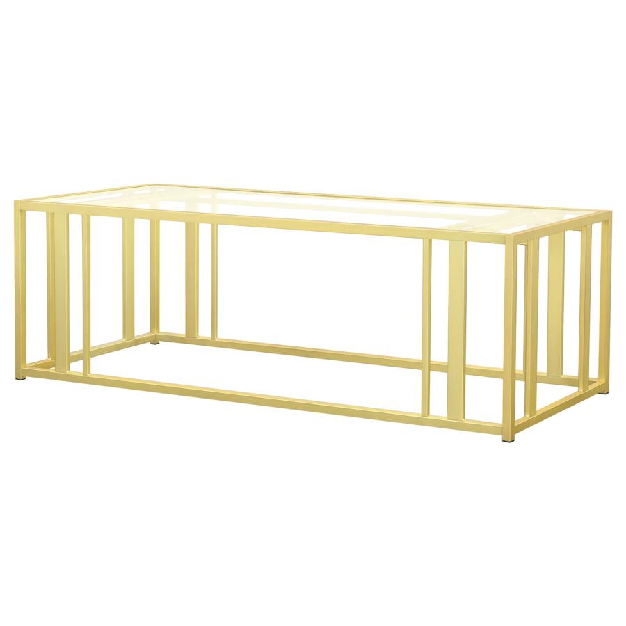 (image for) Adri Rectangular Glass Top Coffee Table Matte Brass