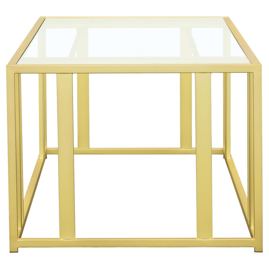 (image for) Adri Rectangular Glass Top Coffee Table Matte Brass