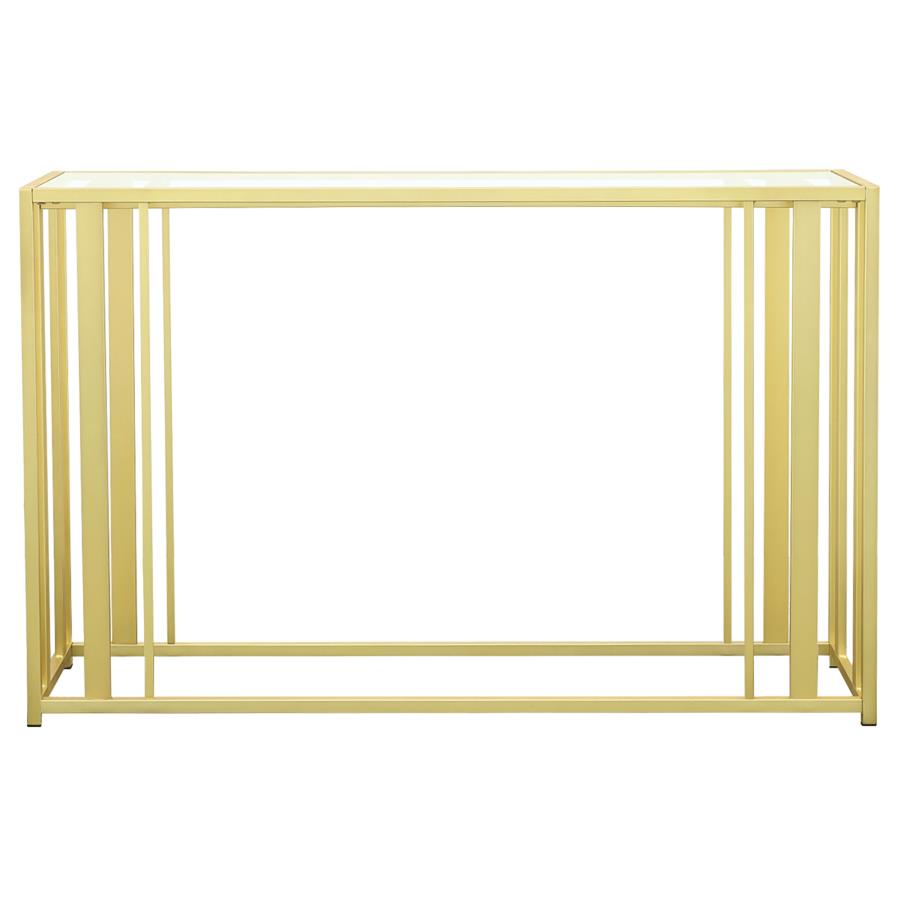 (image for) Adri Glass Top Entryway Sofa Console Table Matte Brass