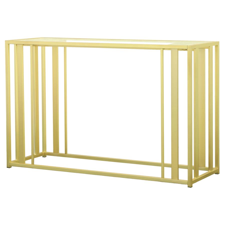 (image for) Adri Glass Top Entryway Sofa Console Table Matte Brass