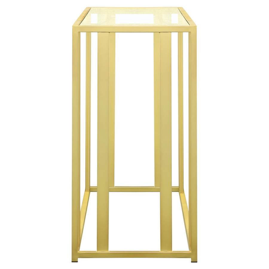 (image for) Adri Glass Top Entryway Sofa Console Table Matte Brass