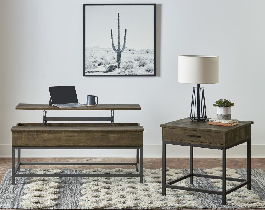 (image for) Byers 2-piece Lift Top Coffee and End Table Set Brown Oak
