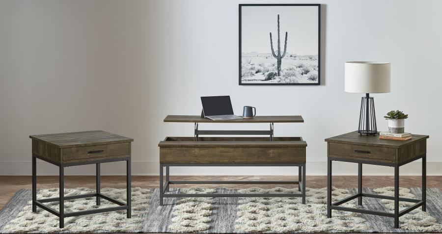 (image for) Byers 3-piece Lift Top Coffee and End Table Set Brown Oak