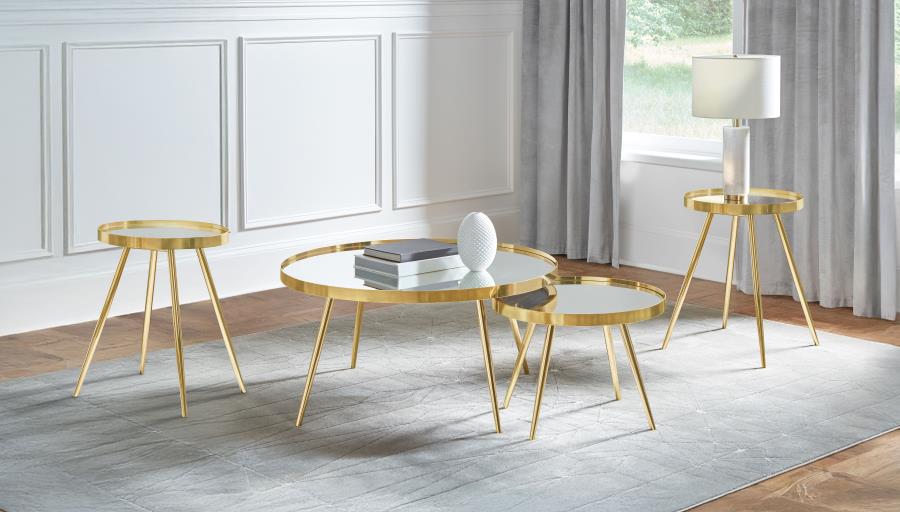(image for) Kaelyn 4-piece Round Coffee and End Table Set Gold
