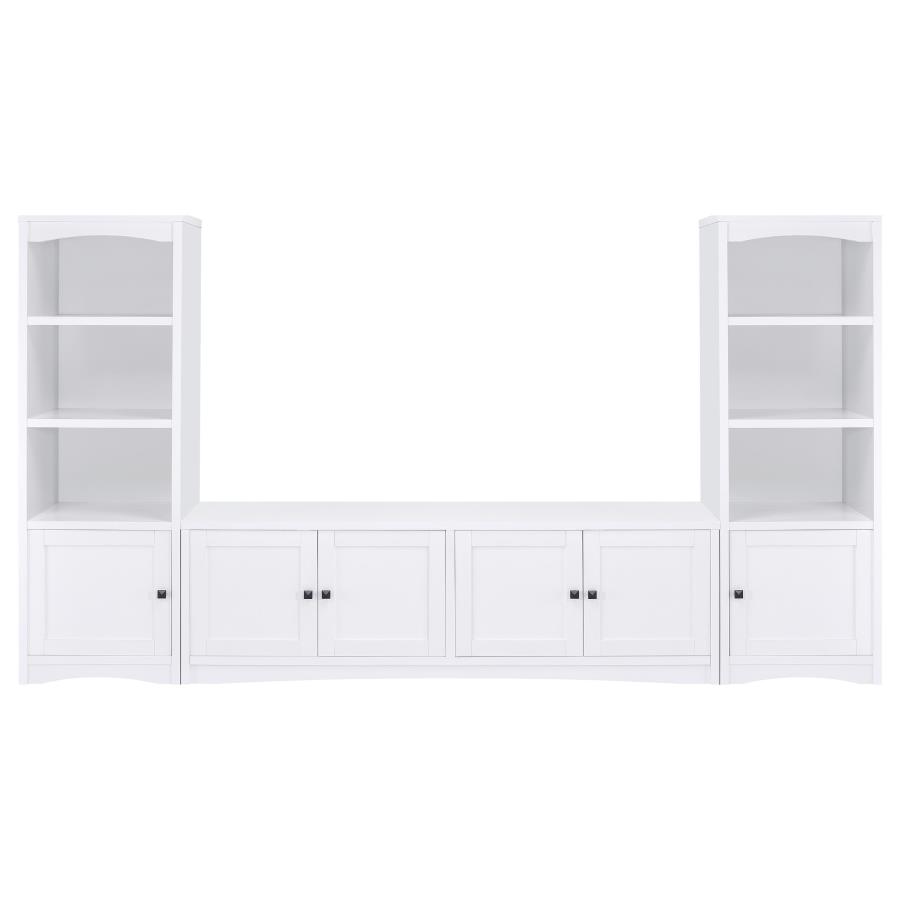 (image for) Laughlin 3-piece Entertainment Center TV Stand White - Click Image to Close