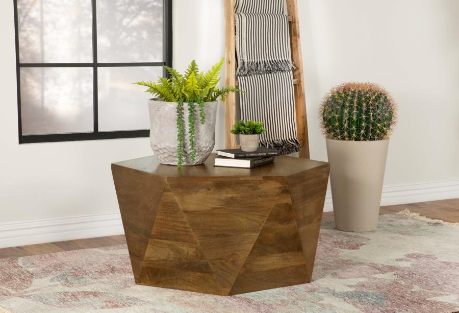 (image for) Zalika Hexagonal Solid Mango Wood Coffee Table Natural