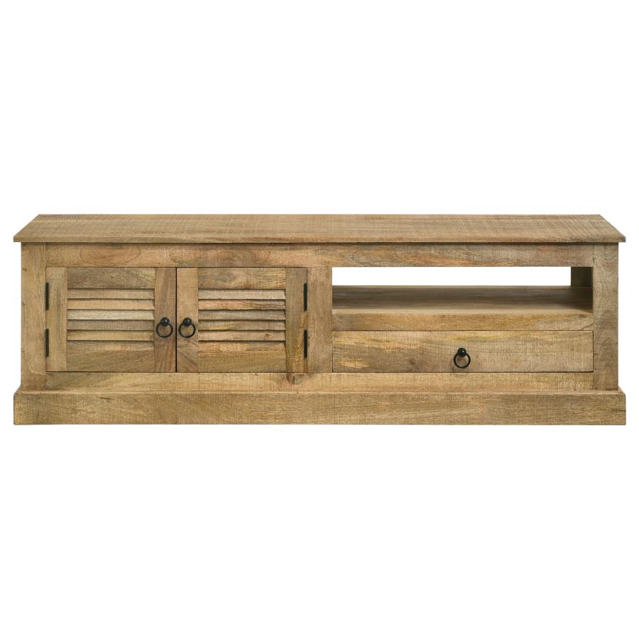 (image for) Zabel 2-door Solid Mango Wood 58" TV Stand Natural