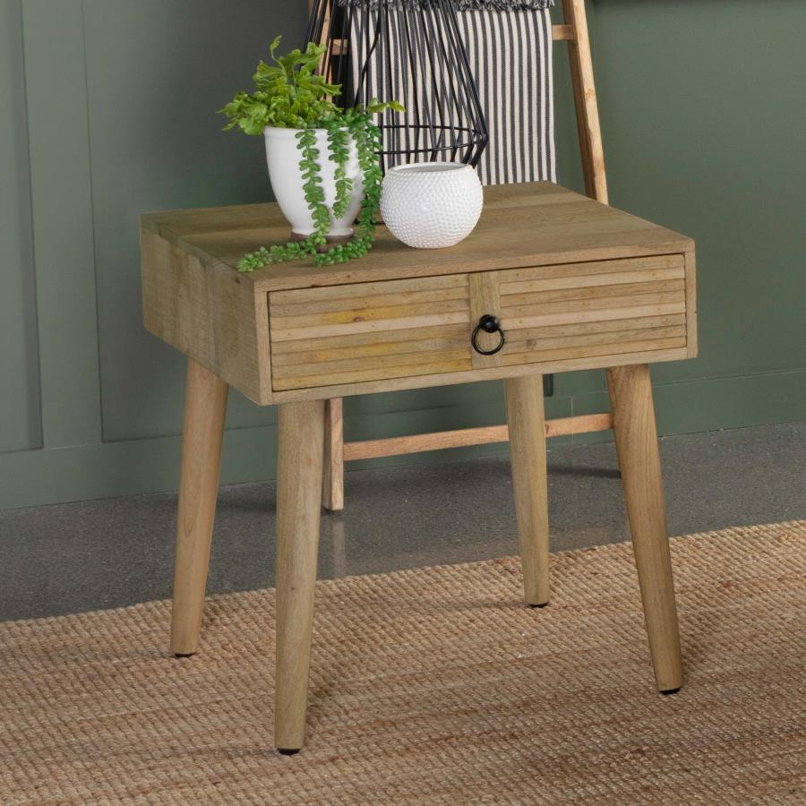 (image for) Zabel 1-drawer Square Mango Wood Side End Table Natural