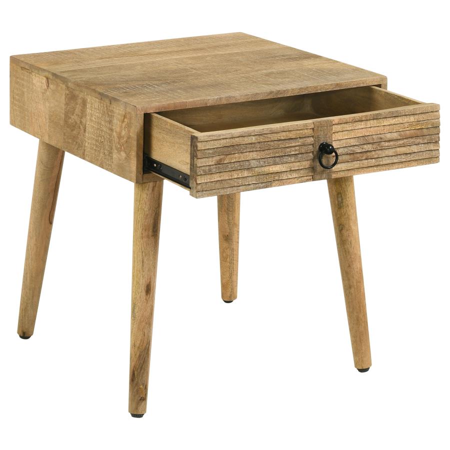 (image for) Zabel 1-drawer Square Mango Wood Side End Table Natural