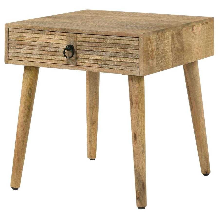 (image for) Zabel 1-drawer Square Mango Wood Side End Table Natural