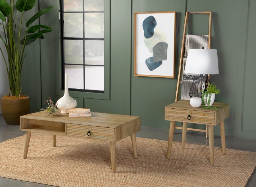 (image for) Zabel 1-drawer Rectangular Mango Wood Coffee Table Natural