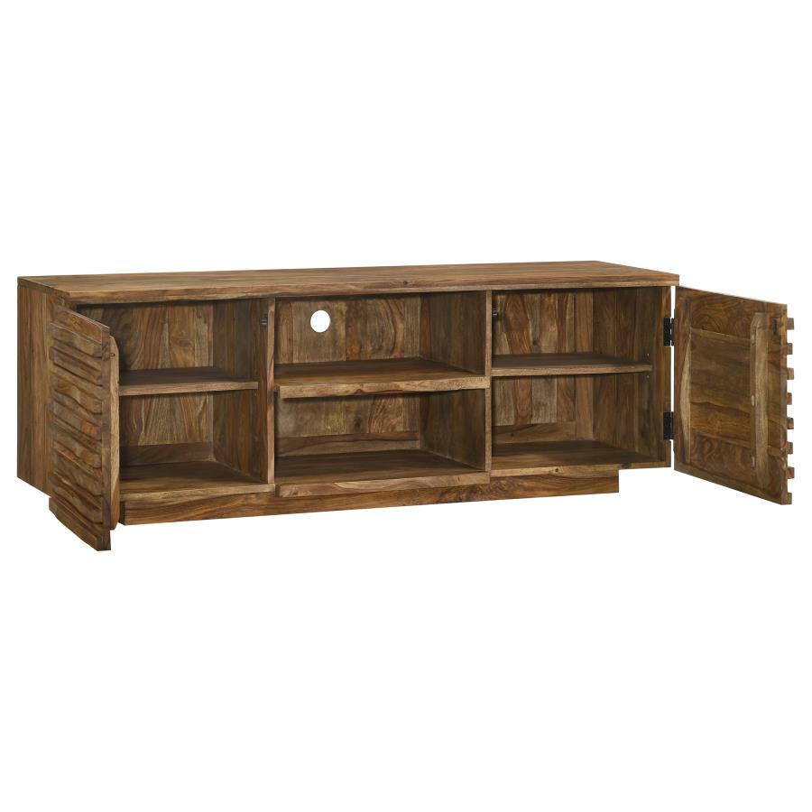 (image for) Julia 2-door Solid Sheesham Wood 58" TV Stand Natural