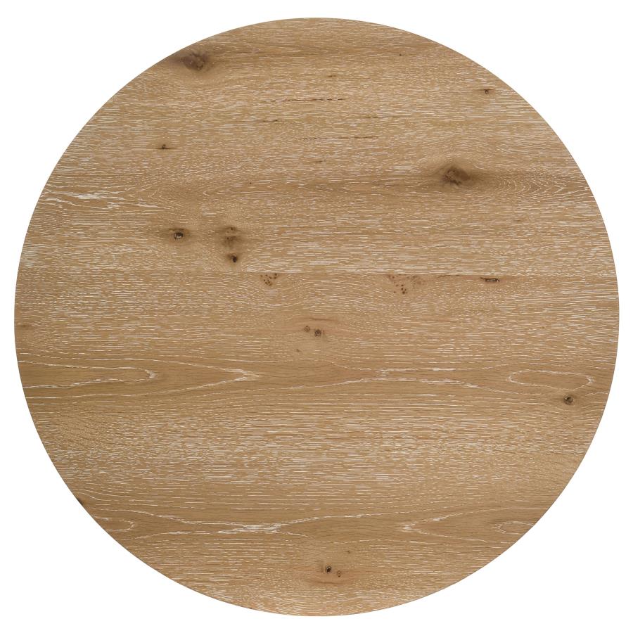 Kessler 2-piece Round Sculptural Wood Coffee Table Set Light Oak