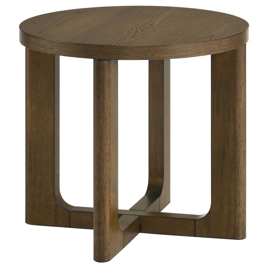Kessler 2-piece Round Sculptural Wood Coffee Table Set Brown