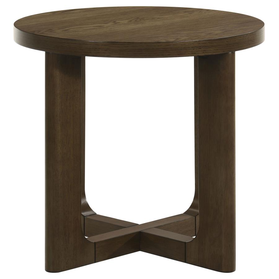 Kessler 2-piece Round Sculptural Wood Coffee Table Set Brown