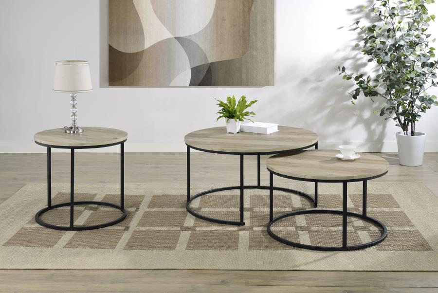 Modal Additional Images for Lainey Round Occasional Side End Table Distressed Pine