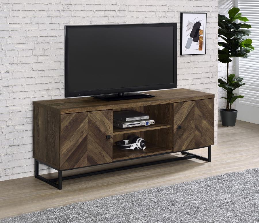 (image for) Myles 2-door Engineered Wood 60" TV Stand Rustic Oak