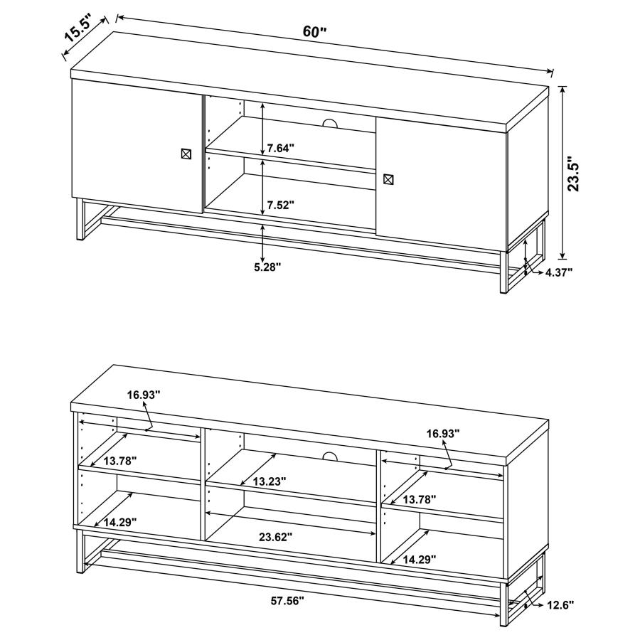 (image for) Myles 2-door Engineered Wood 60" TV Stand Rustic Oak