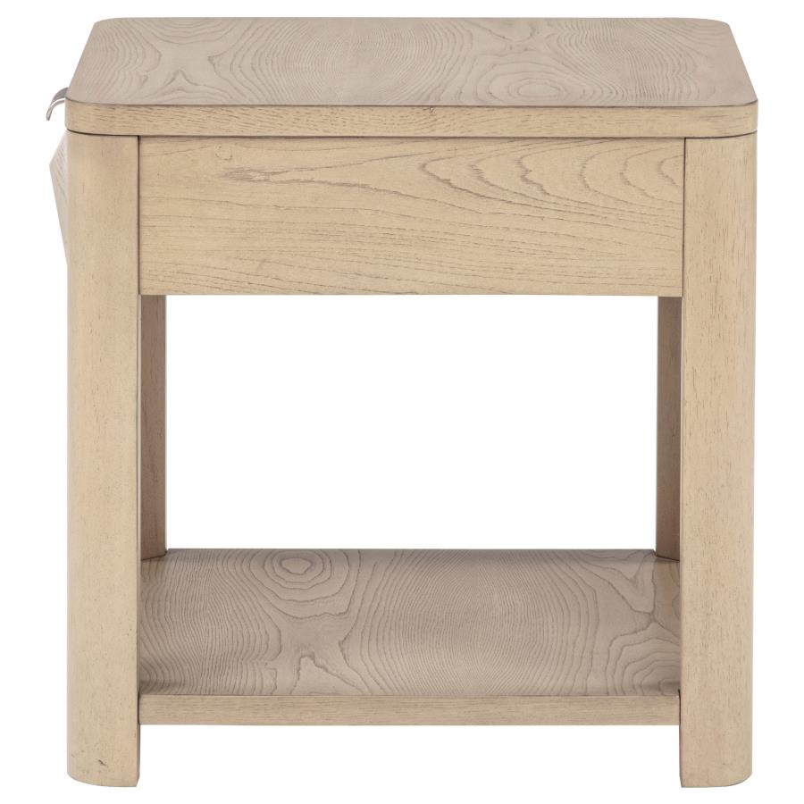 Marcelo Wood End Table with Drawer and Shelf Light Elm