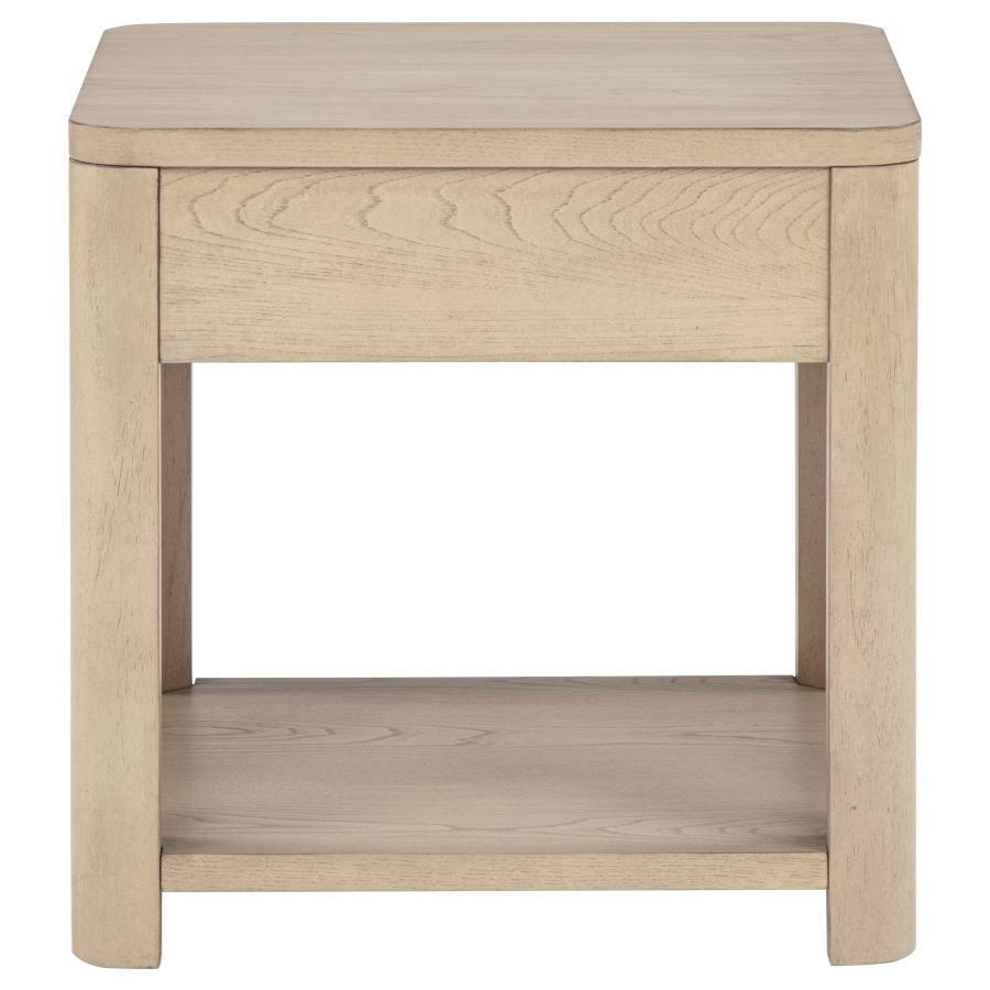 Marcelo Wood End Table with Drawer and Shelf Light Elm