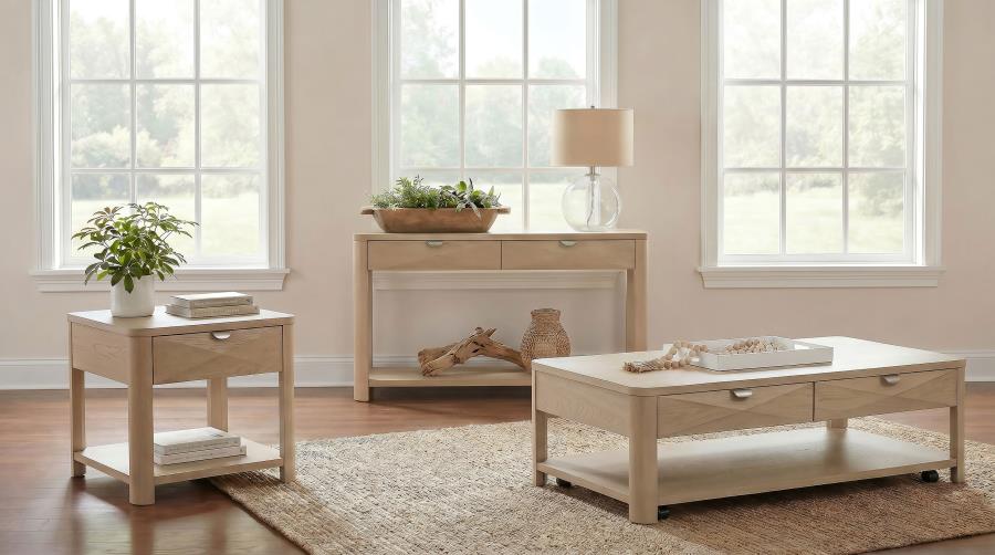 Marcelo Wood End Table with Drawer and Shelf Light Elm