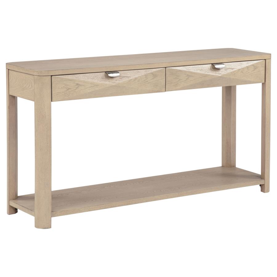 (image for) Marcelo Sofa Console Table with 2 Drawers and Shelf Light Elm