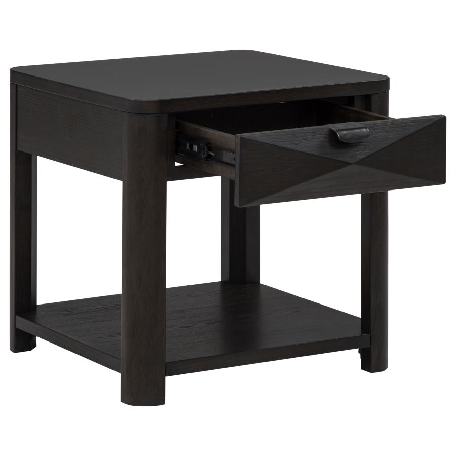 Marcelo Wood End Table with Drawer and Shelf Coffee