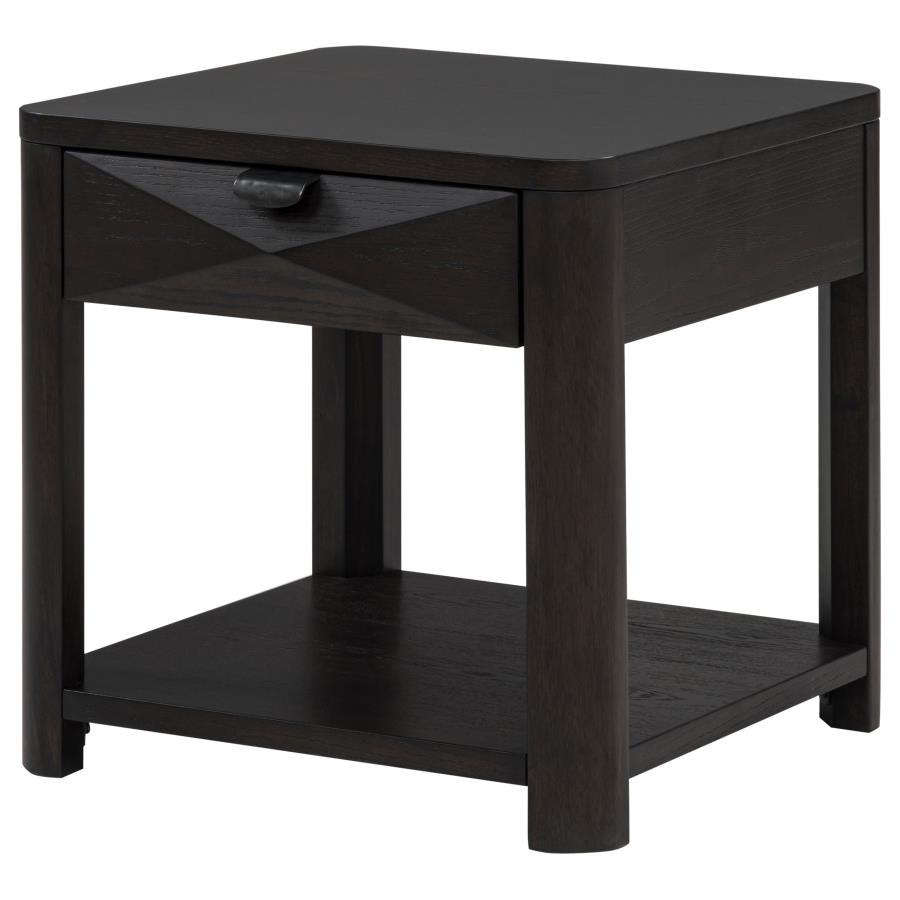 Marcelo Wood End Table with Drawer and Shelf Coffee