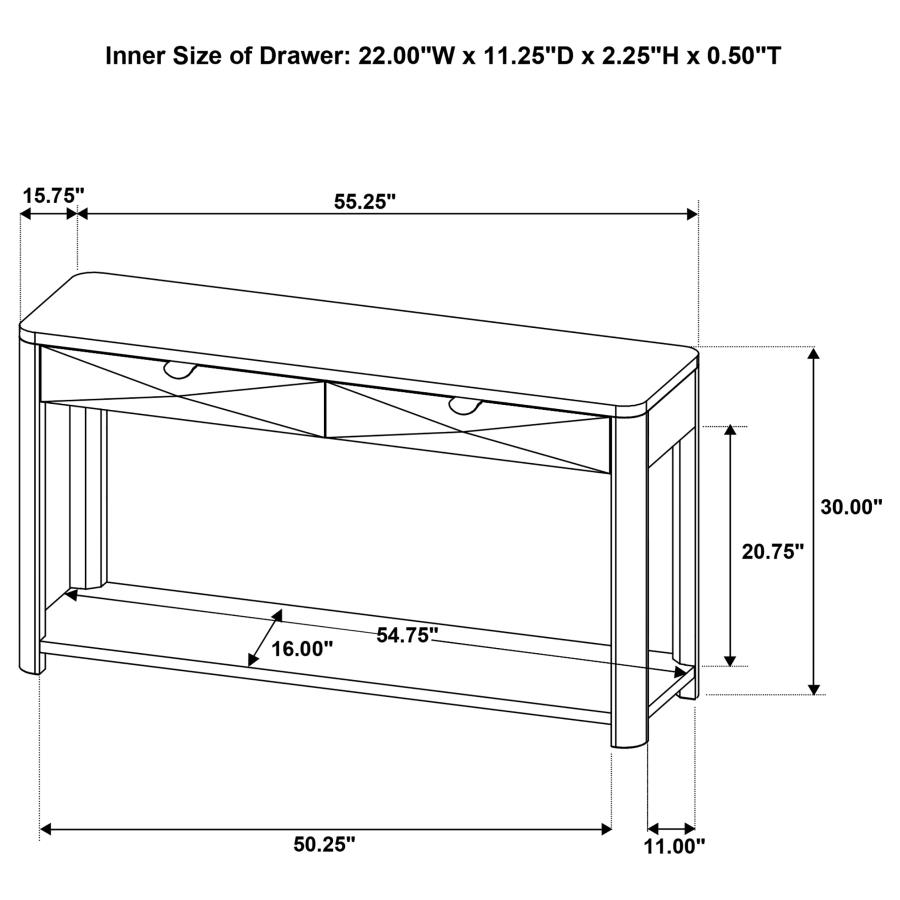 Marcelo Sofa Console Table with 2 Drawers and Shelf Coffee