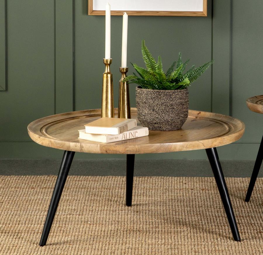 (image for) Zoe Round Mango Wood Coffee Table Natural and Black