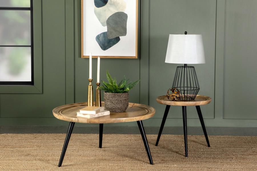 (image for) Zoe Round Mango Wood Coffee Table Natural and Black