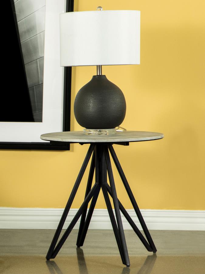 (image for) Hadi Round SmartTop Side End Table Cement and Gunmetal