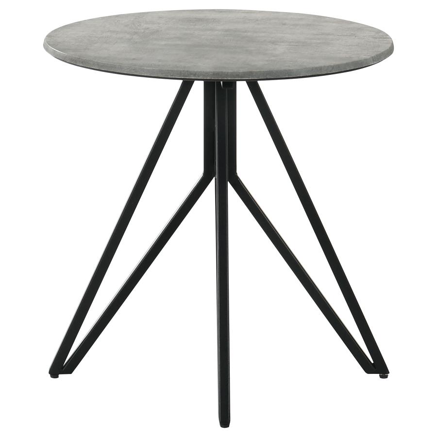 (image for) Hadi Round SmartTop Side End Table Cement and Gunmetal