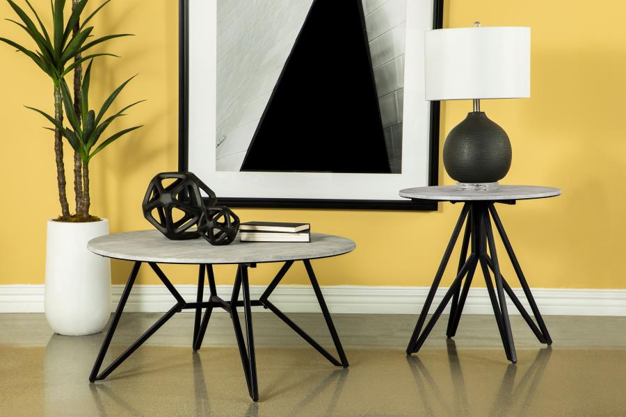 (image for) Hadi 2-piece Round SmartTop Coffee and End Table Set Cement