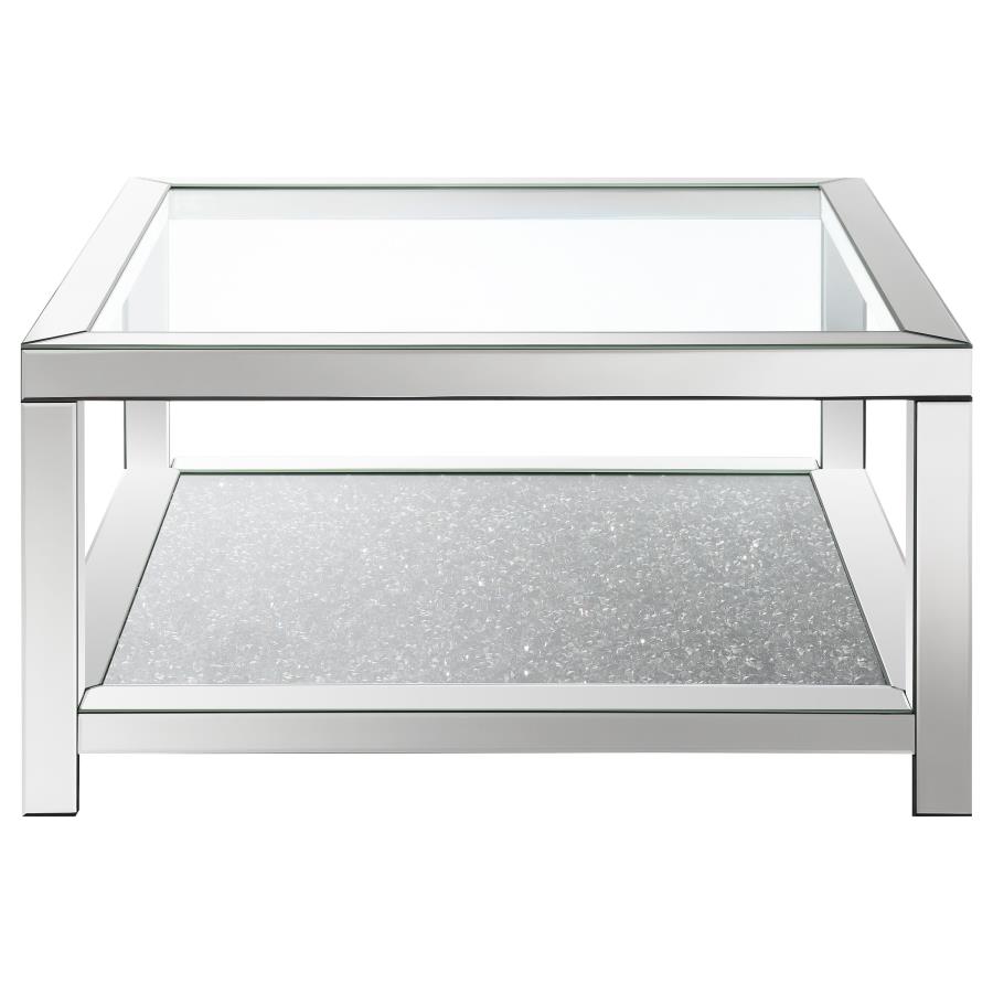 (image for) Valentina 1-shelf Square Glass Top Coffee Table Silver