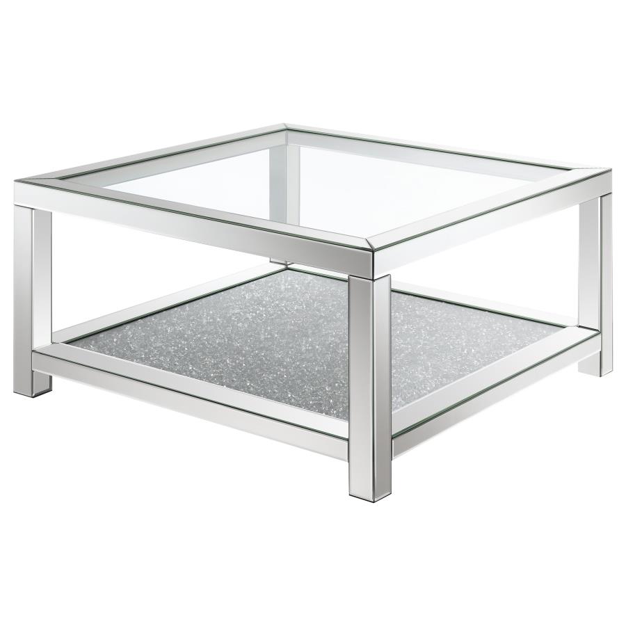 (image for) Valentina 1-shelf Square Glass Top Coffee Table Silver