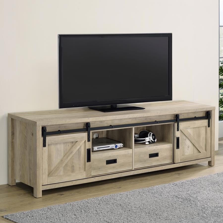 (image for) Madra 2-door Engineered Wood 79" TV Stand Distressed Pine